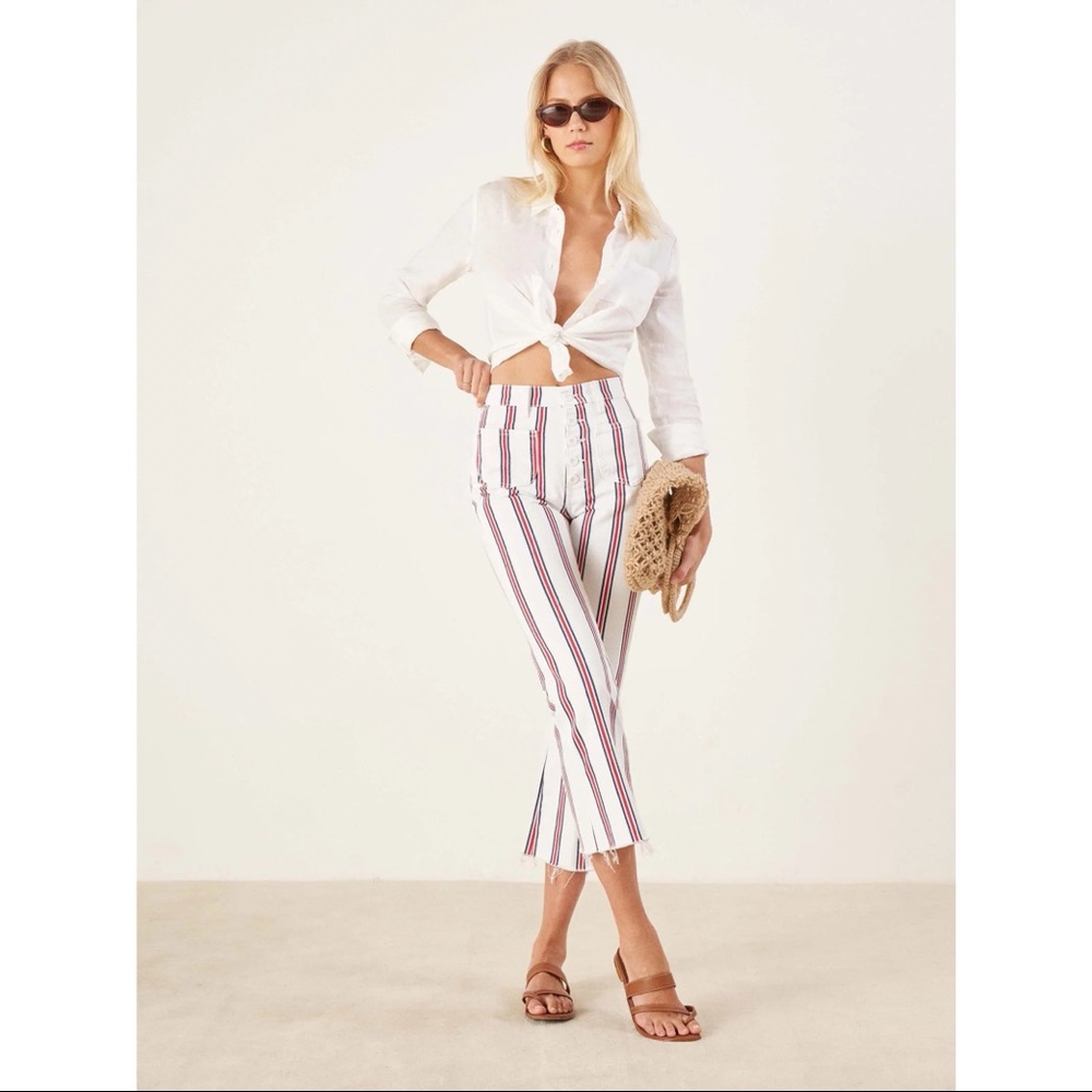 Reformation White Red Striped Crop Jeans 24